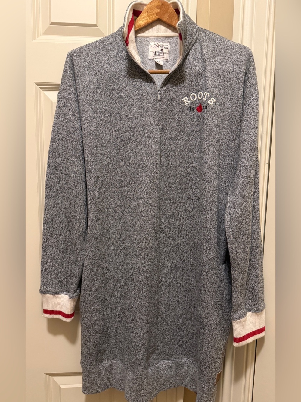 Genuine Roots Cabin Fleece Dress /Longline Quarter-Zip Sweatshirt Size L